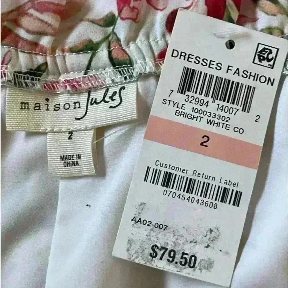 Maison Jules NWT Floral V-Neck Dress Size 2 - Picture 10 of 12